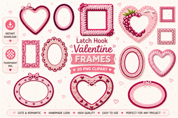 Download Latch Hook Valentine Frames Bundle - Latch hook valentine Collection