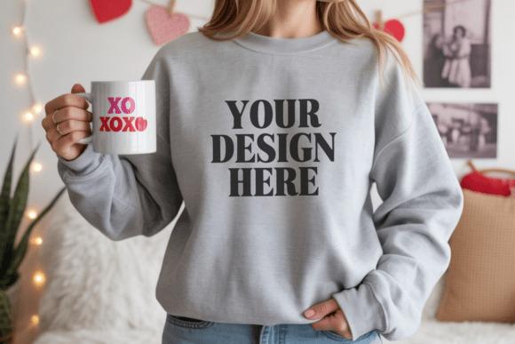 Download Valentine Gildan 18000 Sweatshirt Mockup - Premium Resources